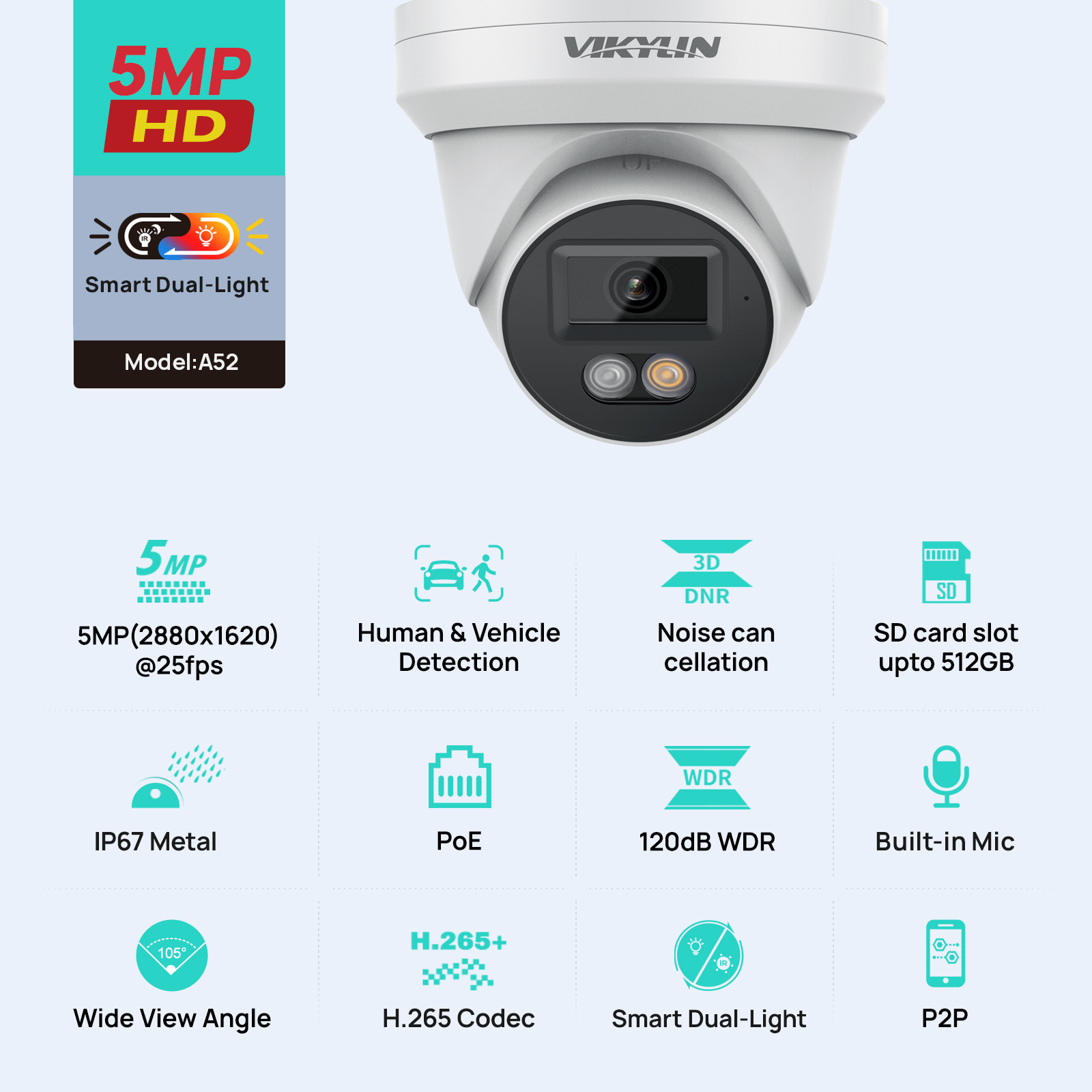 Smart Home Microsoft - Caméra de sécurité IP VIKYLIN 5MP