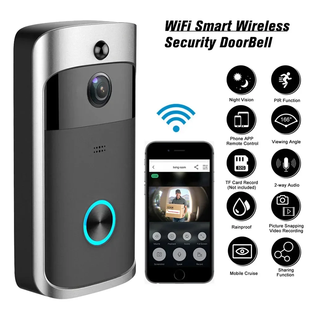 Smart Home Video - Sonnette de porte sans fil Wi-Fi