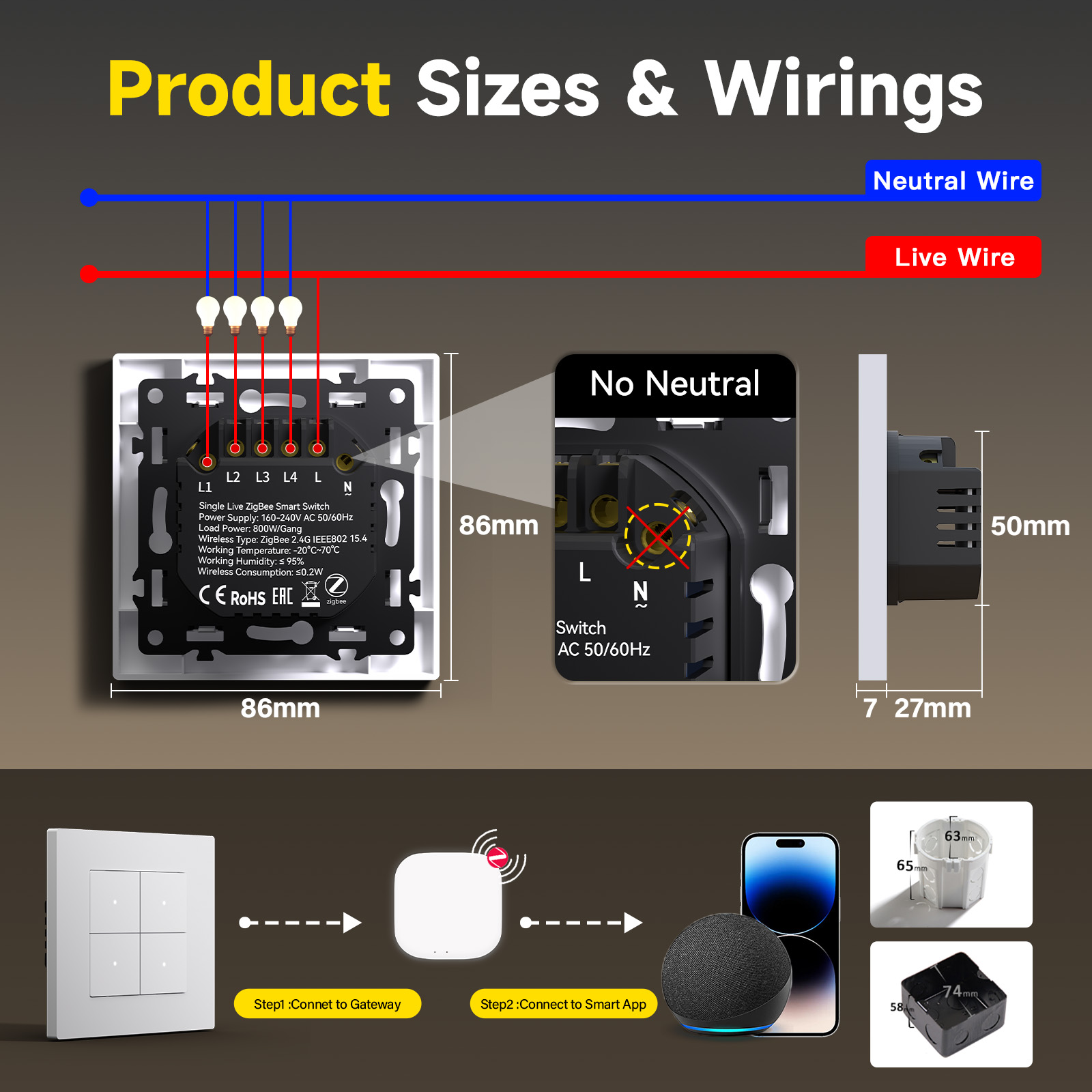 Interrupteurs ZigBee BSEED à c - Smart Home Yellow avis et prix